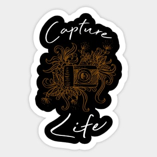 Capture life lettering with doodle camera. Sticker